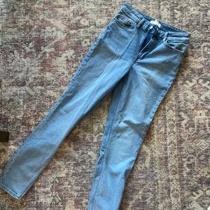 H&M jeans, light wash, skinny/straight leg